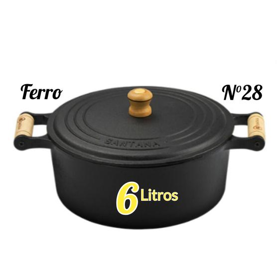 Imagem de Panela Caçarola de Ferro Fundido ( Envio Responsável) 6 Litros  Prática  e Grande N 28  - Santana!