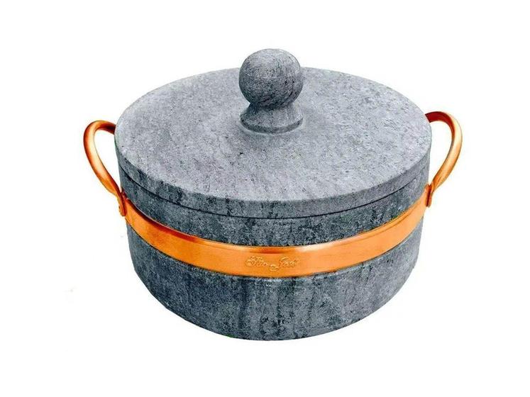 Panela Caçarola de Pedra Sabão com Alça de Cobre 1,5 Litros - Industria São Jose Menor preço em Panela Caçarola de Pedra Sabão com Alça de Cobre 1,5 Litros - Industria São Jose