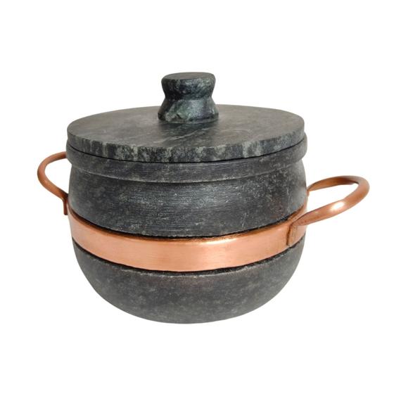 Imagem de Panela Caçarola Pedra Sabão 500 ml Artesanal Mantém Quente