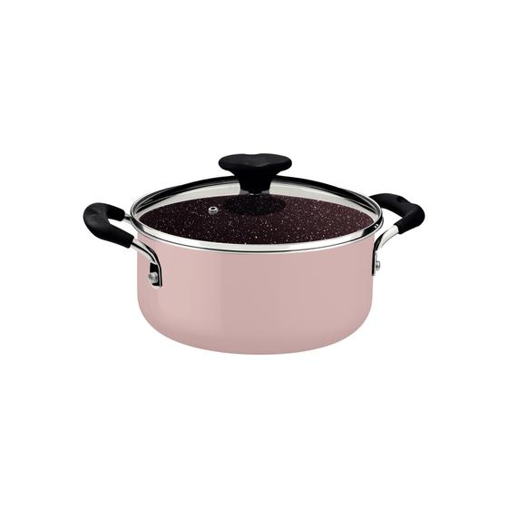 Imagem de Panela Caçarola Tramontina Tunis em Alumínio Cerâmica Rosa Trufado 20 cm 2,9 L