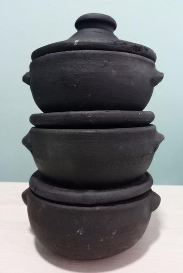 Panela De Barro PP 500ml Kit C/3 Und Menor preço em Panela De Barro PP 500ml Kit C/3 Und