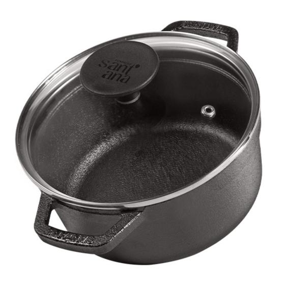 Imagem de Panela De Ferro Fundido Caçarola NEO 20 cm 2,3 L Com Tampa De Vidro Santana