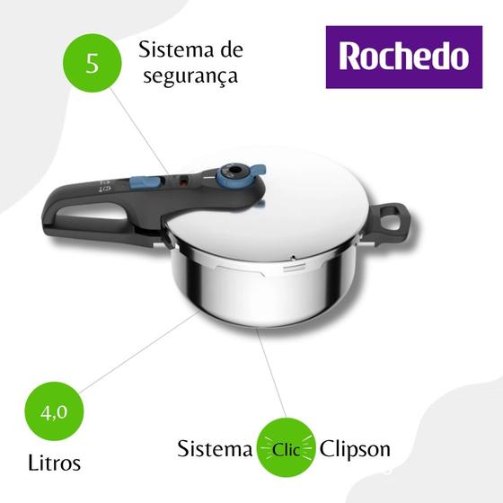 Imagem de Panela De Pressão 4L Trendy Rochedo EI40 - Inox   