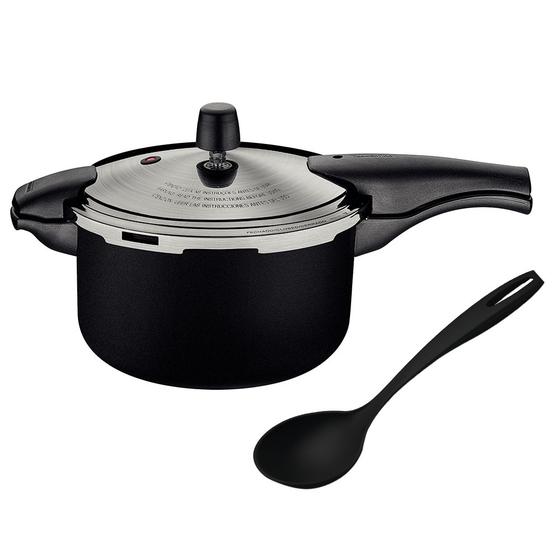 Panela de Pressão 6,0 L Tramontina Vancouver Effect Alumínio com Revestimento Interno Externo Antiaderente Starflon Preto 24 cm concha multiuso nylon Menor preço em Panela de Pressão 6,0 L Tramontina Vancouver Effect Alumínio com Revestimento Interno Externo Antiaderente Starflon Preto 24 cm concha multiuso nylon