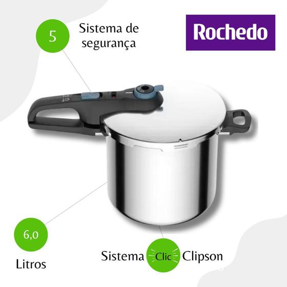 Imagem de Panela De Pressão 8L Trendy Rochedo EI80 - Inox