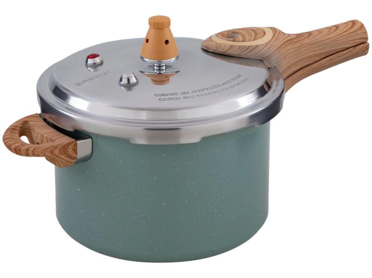 Panela de Pressão Brinox 4,2L Fechamento Externo Verde Ceramic Life Pressure Menor preço em Panela de Pressão Brinox 4,2L Fechamento Externo Verde Ceramic Life Pressure