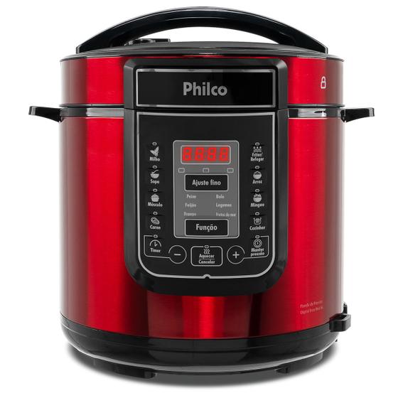 Panela de Pressão Digital Philco 6L Inox Vermelha Menor preço em Panela de Pressão Digital Philco 6L Inox Vermelha