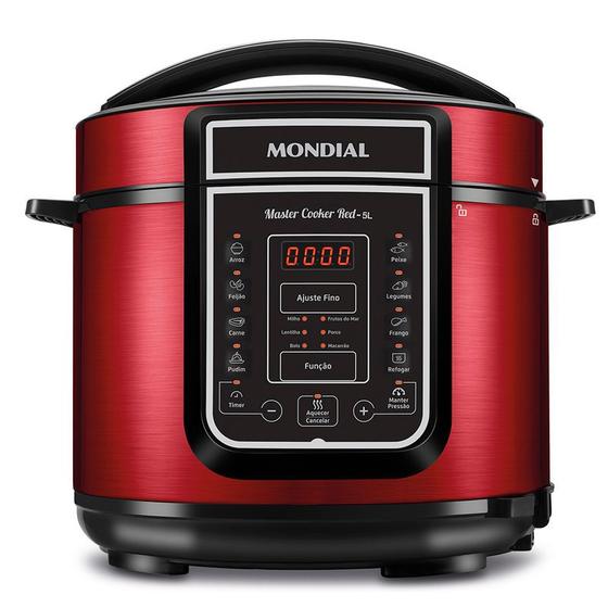 Imagem de Panela de Pressão Elétrica 110V 5L Vermelha Master Cooker PE39 Mondial 