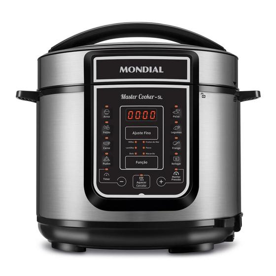 Imagem de Panela de Pressão Elétrica 5L Mondial Master Cooker PE38 Preta com Prata 127V