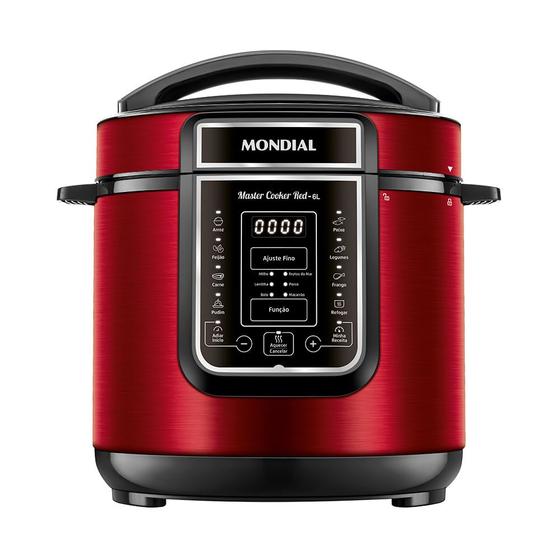 Imagem de Panela de Pressão Elétrica Digital 6L Mondial Vermelho/Inox - PE-60-6L-RI