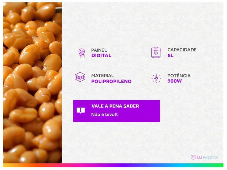Infográfico detalhando as especificações técnicas da panela Mondial