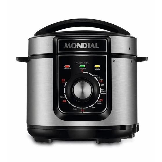 Imagem de Panela de Pressão Elétrica Mondial Pratic Cook 5L Premium Preto/Inox PE-48-5L