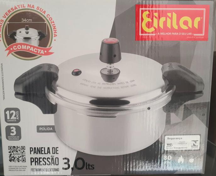 Panela de pressão fechamento externo de 3 litros polida de alça eirilar! Menor preço em Panela de pressão fechamento externo de 3 litros polida de alça eirilar!