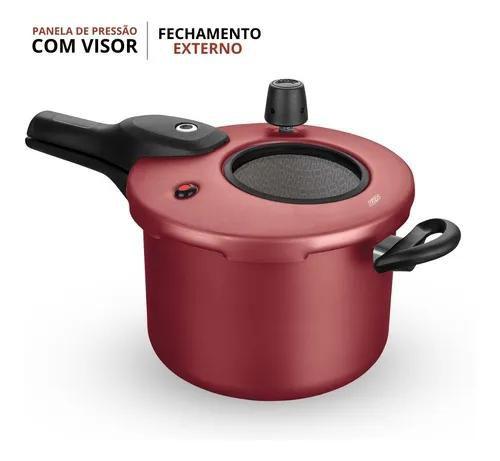 Panela De Pressão Fechamento Externo Mta 20cm 4,5l C/ Visor Menor preço em Panela De Pressão Fechamento Externo Mta 20cm 4,5l C/ Visor
