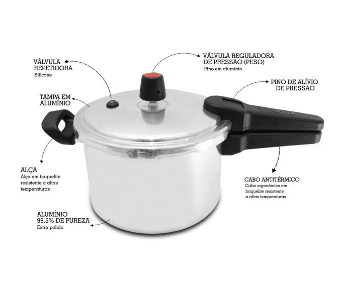 Panela De Pressão Fechamento Externo Polida 4,5 Litros - ARNIX