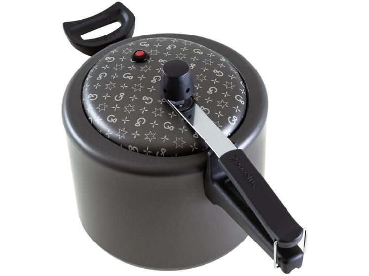 Panela de pressao Panelux Magnific 4,5L vista de cima com tampa estampada