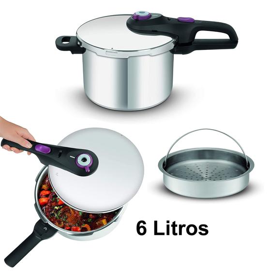 Panela de Pressão Rochedo Inox com Cesta 6 Litros - EI60 Menor preço em Panela de Pressão Rochedo Inox com Cesta 6 Litros - EI60