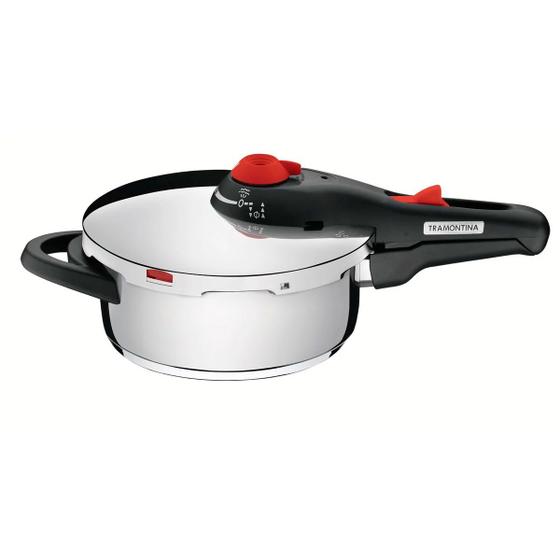 Panela de Pressão Solar Inox Fundo Triplo 22cm 3L Tramontina Imagem de Panela de Pressão Solar Inox Fundo Triplo 22cm 3L Tramontina