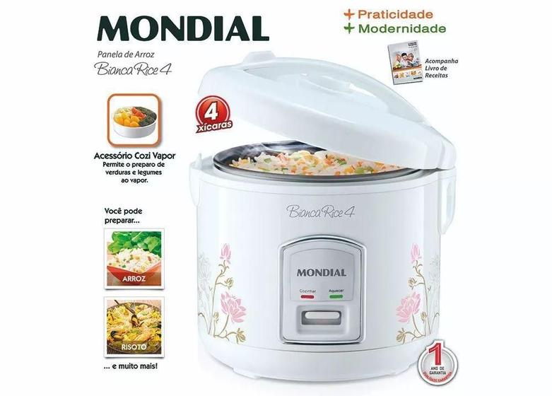 Menor preço em Panela Elétrica De Arroz 4 Xícaras Mondial Pe-08 400w 1l Branca 220V