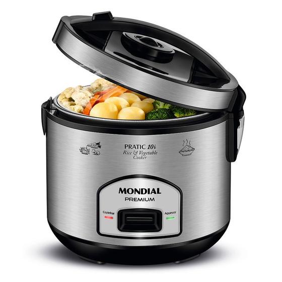 Panela Elétrica de Arroz Mondial Aço inox Pratic Rice 10i - PE-42-10X 700W 10 Xícaras Menor preço em Panela Elétrica de Arroz Mondial Aço inox Pratic Rice 10i - PE-42-10X 700W 10 Xícaras