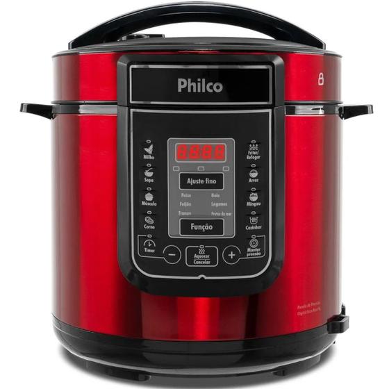 Panela Elétrica de Pressão Digital Philco 6L Inox Vermelha PPP01 Grande ...