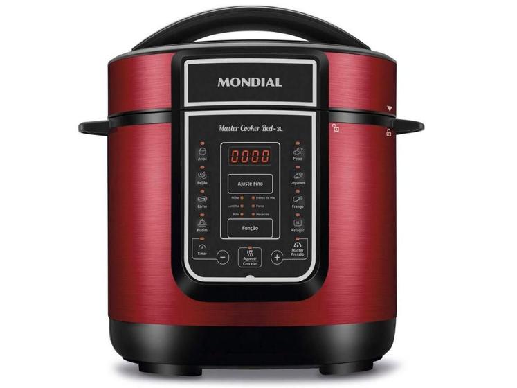 Imagem de Panela Elétrica De Pressão Mondial Digital Master Cooker 3 Litros  700W  Vermelha/Inox  220V