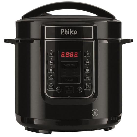 Imagem de Panela Elétrica de Pressão Philco PPP01P Digital, 6L, 1000W, Preto - 110V