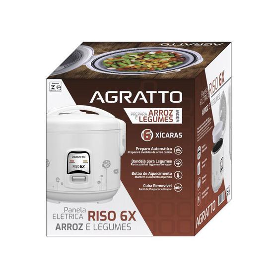 Imagem de Panela Elétrica Para Arroz E Legumes 6 Xícaras Agratto Riso PA6X-01 127V Branco