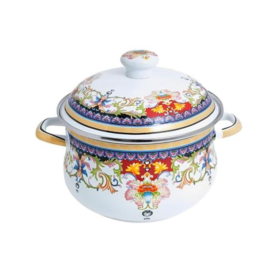 Imagem de Panela Ferro Esmaltada 3,6Lts Fogão Indução, Elétrico E Gás Decoração Paris, Londres, Indina, Cake, Italy A5 Importadora