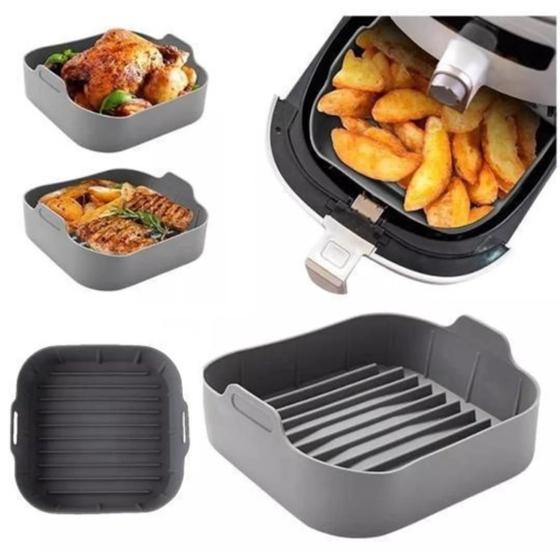 Imagem de Panela Forma Airfryer Protetor Silicone Quadrada Antiaderent