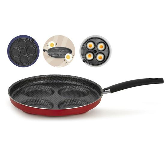 Imagem de Panela frigideira 4 Ovos Hambúrguer Alumínio Antiaderente Baquelite Cozinha - 73044 Multiflon