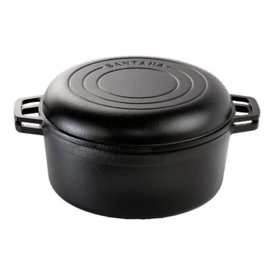 Panela Frigideira Forno Holandês Duo 2 em 1 de Ferro Fundido 24 cm Para ...