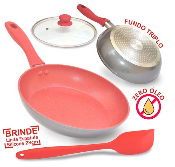 Panela Frigideira Grande 24cm Antiaderente Tampa Vidro Semelhante Polishop Menor preço em Panela Frigideira Grande 24cm Antiaderente Tampa Vidro Semelhante Polishop