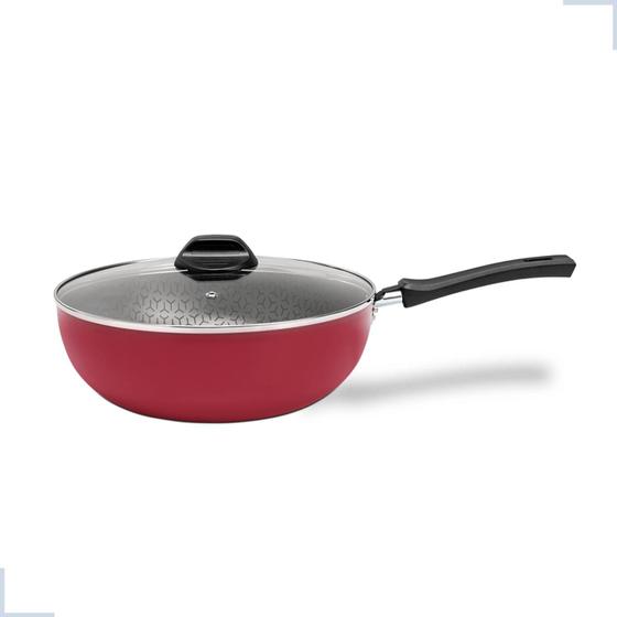 Imagem de Panela Frigideira Wok C/ Tampa Anis 2,3l 24cm Antiaderente Brinox