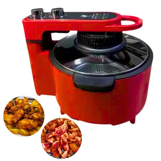 Imagem de Panela Grill Eletrica Air Fryer Fritadeira Vermelha 10l 127v