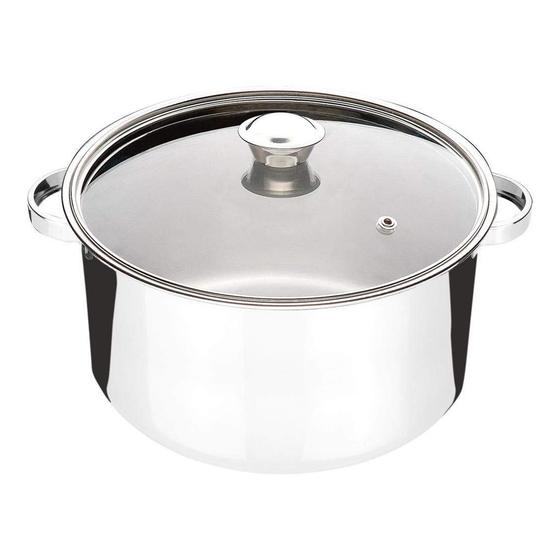 Imagem de Panela Inox 10L Tampa Vidro 32cm Grande Avulsa Caçarola Rasa