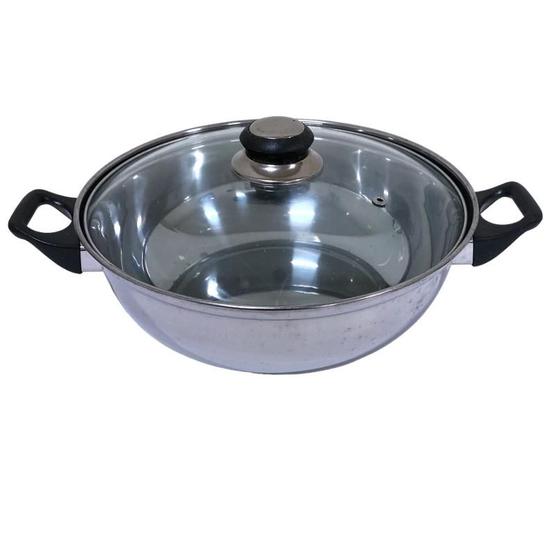 Imagem de Panela inox com tampa de vidro para cooktop de indução 