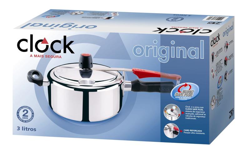 Imagem de Panela Pressão Clock Alumínio Polido 3L Segurança Avançada