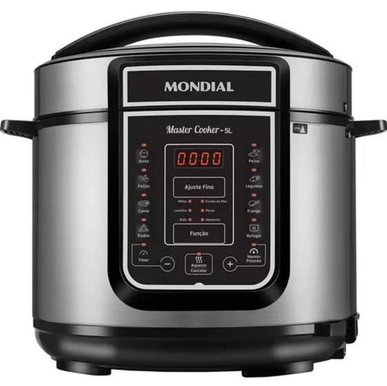 Imagem de Panela Pressao Mondial 5L PE38 Digital - 4155-01  INOX/PRETO  110 VOLTS