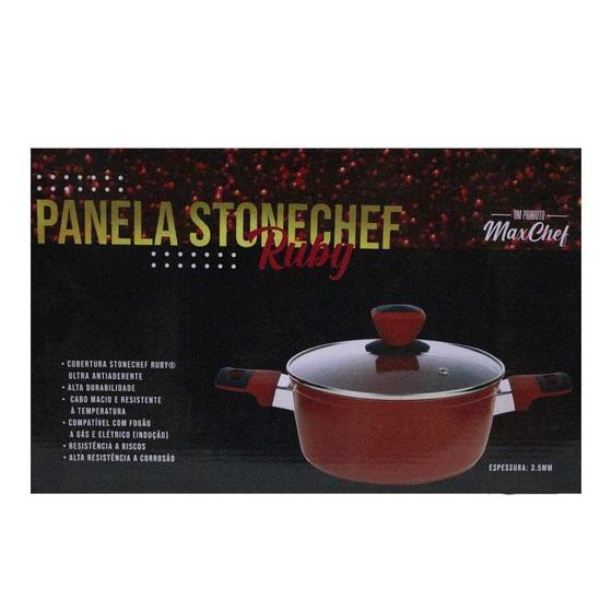 Imagem de Panela StoneChef Ruby Tampa de Vidro 18cm - Vermelho