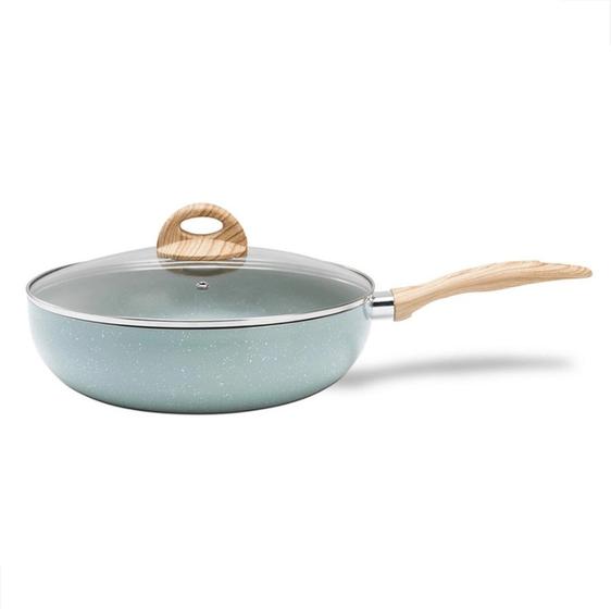 Imagem de Panela wok c/tampa fundo de indução 28cm ceramica 3,4 l  brinox