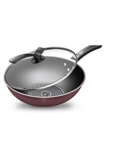 Imagem de Panela Wok Grande Antiaderente 32cm Vermelha Gás