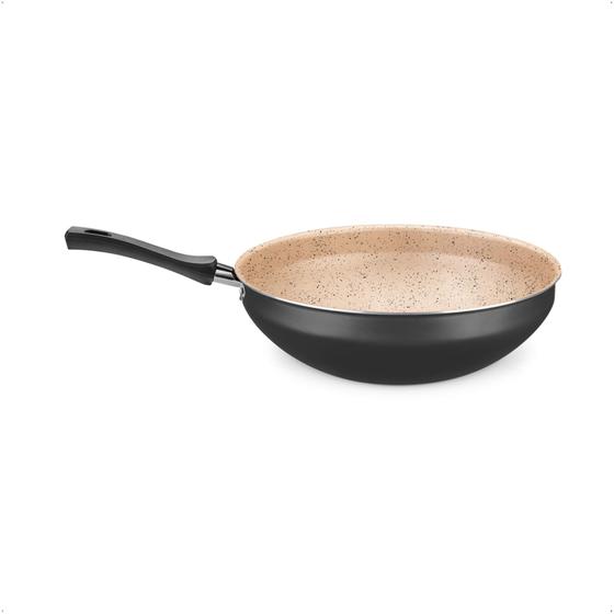 Imagem de Panela Wok N28 / 4,3L De Aluminio Com Antiaderente Cor Preto/Bege MTA - 8503