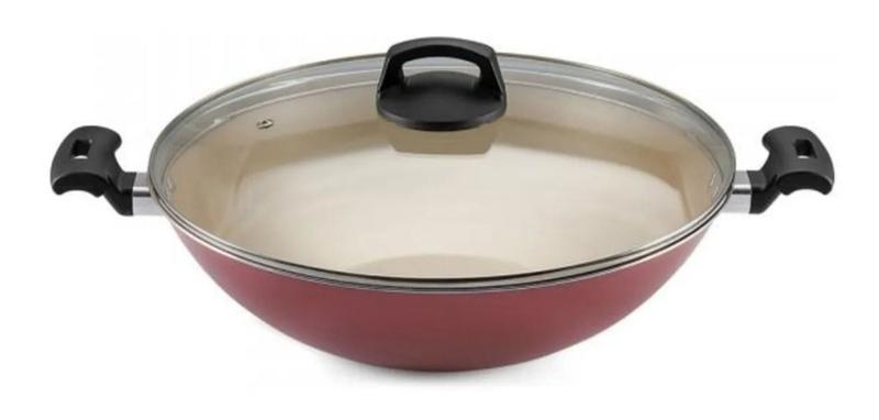 Imagem de Panela Wok Paella Cereja 28cm 4,1l Antiaderente Teflon