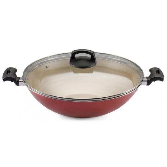 Imagem de Panela Wok Panelux 5 Litros 32cm Antiaderente com Tampa de Vidro Premium Cereja