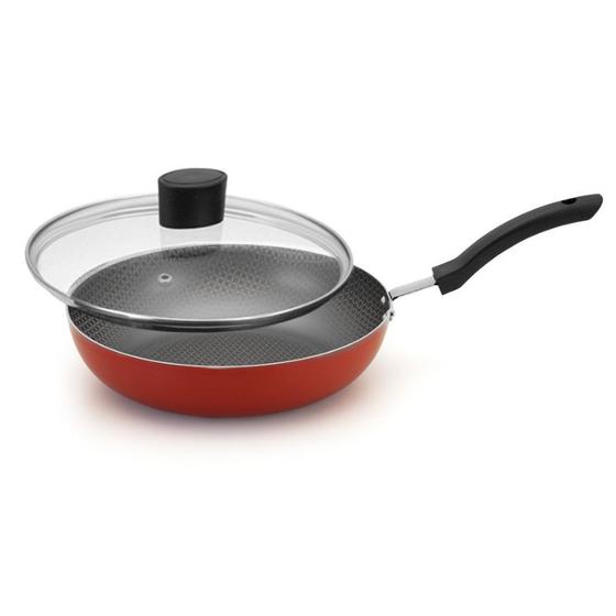 Imagem de Panela wok vermelha 30 cm c/ tampa alegrete antiaderente