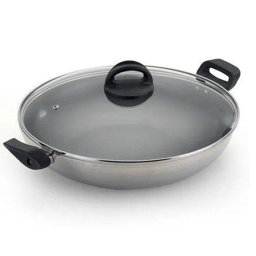Panela Wok Yakissoba Frigideira Antiaderente Com Tampa Menor preço em Panela Wok Yakissoba Frigideira Antiaderente Com Tampa