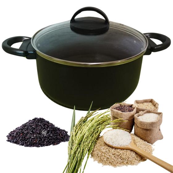 Imagem de Panela work Caçarola Individual Antiaderente preto Para Arroz e Feijão Tampa de Vidro