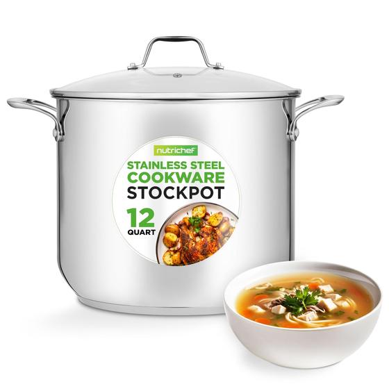 Imagem de Panelas de Aço Inoxidável NutriChef NCSP12 - 12L - Compatível com Indução
