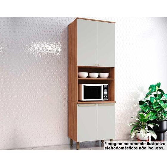 Imagem de Paneleiro de Cozinha Modulado Requinte Torre Quente c/ 4 Portas e 1 Nicho p/ Forno 71cm Nature/Areia - Henn